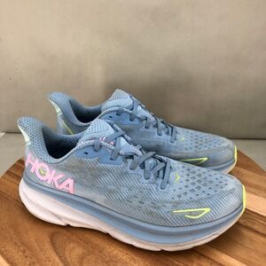 Hoka Clifton 9 Womens Running Shoes Size 12 B Light Blue Lightweight Cushioned